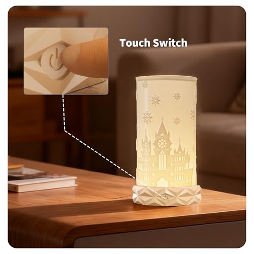 Touch Control Table Lamp for Bedroom, Portable LED Cordless Lamp, 1500mAh Rechargeable Battery Operated, 3 Color Temperatures Rotating Bedside Lamp for Living Room, Nightstand - color: Khaki Base - L002A