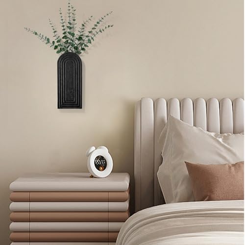Handmade Wooden Wall Vases Set of 2 for Plants - color: Black