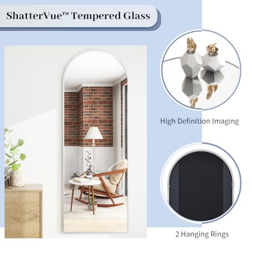 BEAUTYPEAK 64" x 21" Full Length Arch Floor Mirror with Stand, Silver - color: Silver, size: 64"L x 21"W