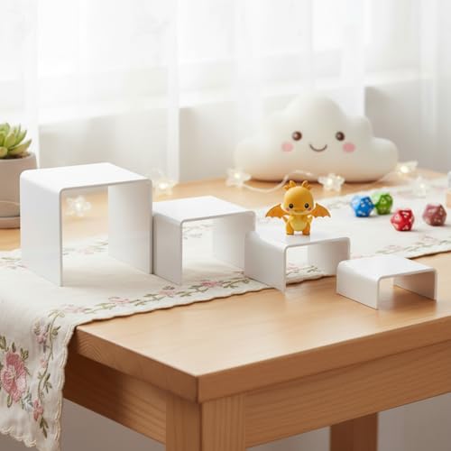 Chuangdi 20 Pcs Acrylic Display Risers, White Plastic Product Stand - color: White, size: Medium Set