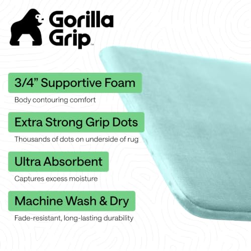 GORILLA GRIP® Memory Foam Bath Rug for Bathroom, 24x17 Seablue - color: Seablue, size: 24" X 17"