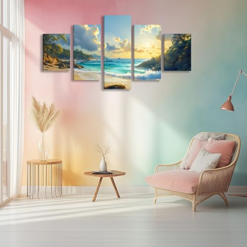Landscape Coastal Wall Art for Living Room Beach Canvas Wall Art Prints Artwork for Walls Nature Ocean Scenery Wall Paintings Wall Poster Wall Decor for Bedroom Home Office Decor - 50"W x 24"H - color: Artwork-15, size: 50"W x 24"H