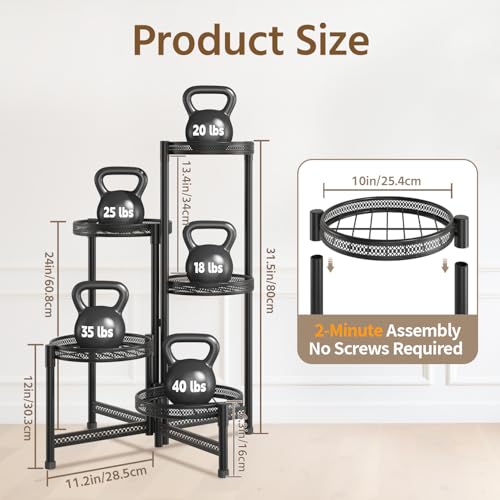 LASZOLA Plant Stand Indoor Outdoor Tall with 10 Inch Larger Tray, Black - color: Brushed Black, size: 5 Tier