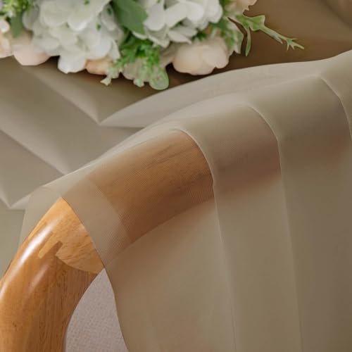 Chyhomenyc Taupe Sheer Curtains 84 Inches Long for Living Room, 2 Panels - color: Taupe, size: 42"W x 84"L (Pack of 2)