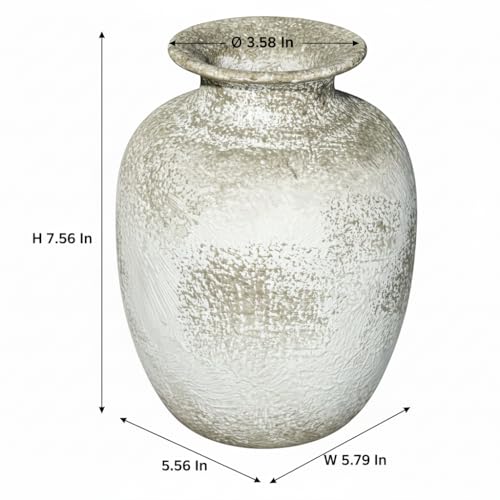 Rustic Ceramic Vase Home Decor - 7 Inch Farmhouse Clay Vase for Flower, Stone Texture Vases for Minimalist Shelf Decor, Living Room, Kitchen Table, Bookshelf, Office Desk Decorations Grey - color: Rustic Grey