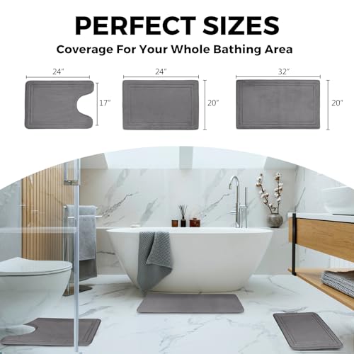 Toilet Mat U Shaped Grey Toilet Rug for Bathroom Contour Bath Rugs - color: Grey, size: 20" x 24"