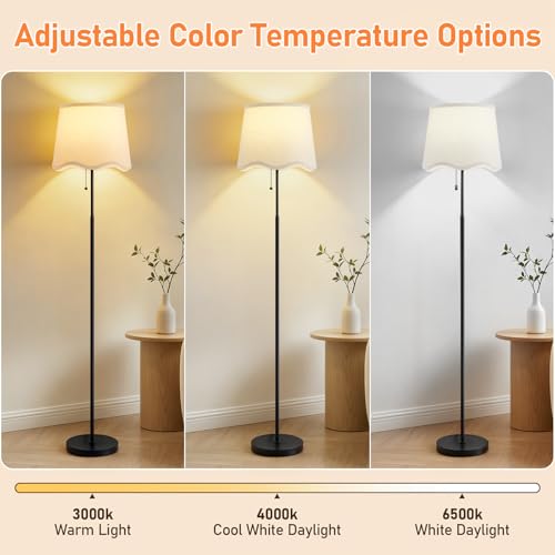Floor Lamps for Living Room & Bedroom, 60" Modern Tall Standing Lamp, 3CCT - color: Dot Wave-Shades+Black Pole