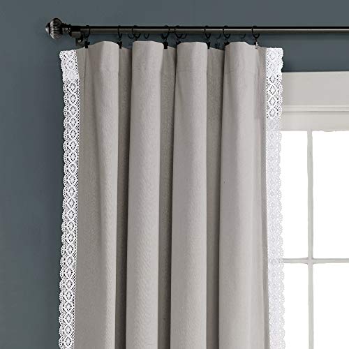 Lush Decor Rosalie Light Filtering Window Curtain Panels, Pair, 54" W x 84" L, Ivory - Lace Curtains for Living Room - Vintage - Cottage Core Decor - color: Ivory, size: 54"W x 45"L (Pack of 2), style: Window Panel
