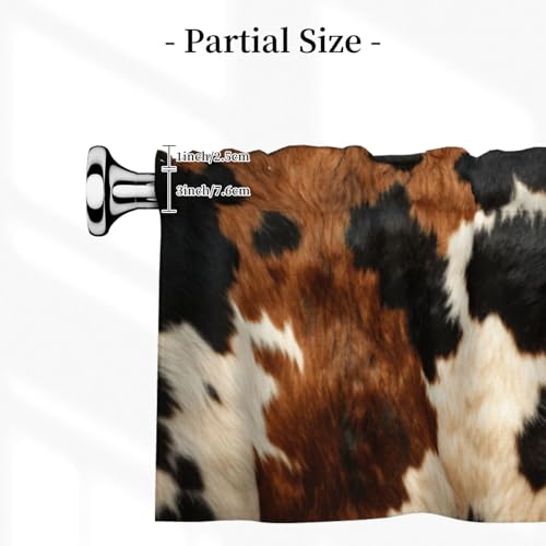 Cow Print Curtain Valance Short Rod Pocket Window Treatment for Living Room Bedroom Kitchen Bathroom 1 Panel 54" W x 18" L - color: Cow Print