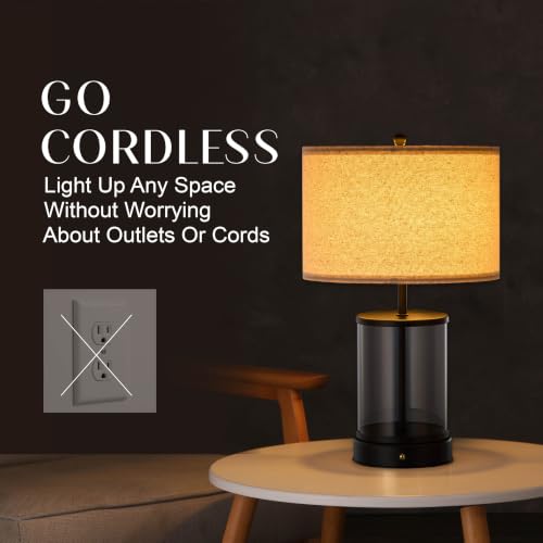 O’Bright Luma - Battery Powered Table Lamp (Black, 19.5-inch) - color: Black, size: 19.5-inch