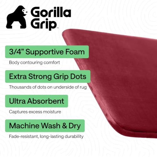 GORILLA GRIP® Memory Foam Bath Rug for Bathroom, 30x20 Burgundy - color: Burgundy, size: 30" X 20"