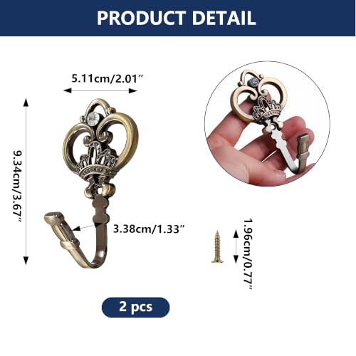 2 Pack Antique Bronze Crown Curtain Holdbacks, Heavy Duty Metal Wall Hooks for Hanging Drapes, Coats, Hats & Towels, Vintage Rustic Decor for Living Room, Bedroom, Entryway - color: Antique Bronze, size: 2PCS