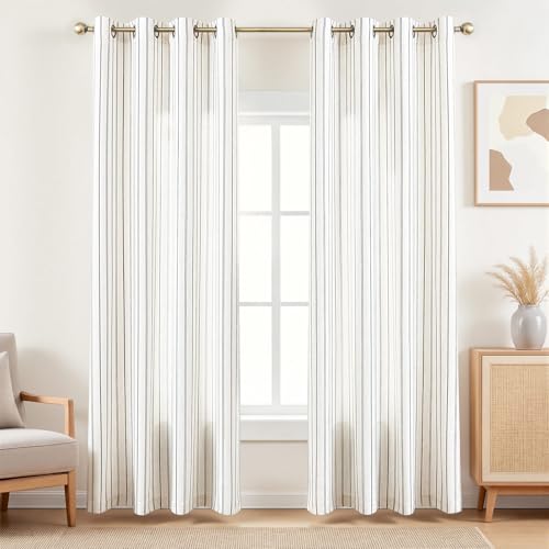 Black Striped Linen Curtains,Light Filtering Drapes,2 Panels,52x84 - color: Black, size: 52"W x 84"L (Pack of 2)