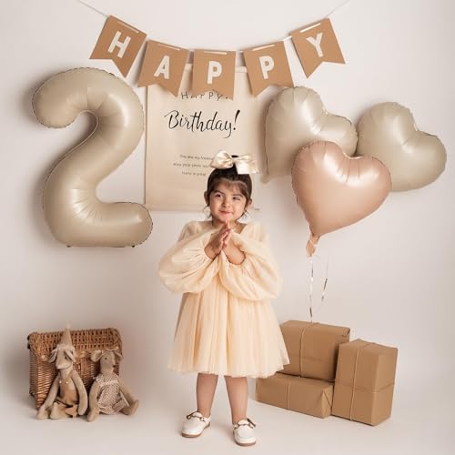 Cream White Beige Heart Balloons,12Pcs 18Inch Heart Shaped Balloons - color: Caramel Cream