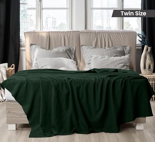 Utopia Bedding 100% Cotton Thermal Blanket Forest Green Twin, 90x72 Inches - color: Forest Green, size: Twin