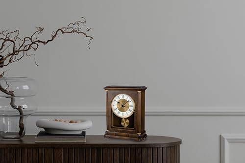 Bulova B1860 Vanderbilt Mantel Clock, Warm Walnut 12.25 x 9 x 4.75