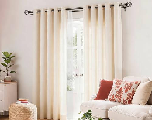 KAMANINA 1 Inch Double Curtain Rod 72 to 144 Inch, Long Drapery Rod, Bronze - color: Antique Bronze, size: 72-144"