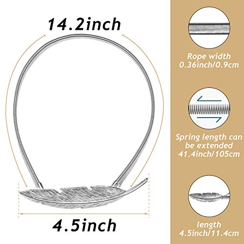 6Pack Curtain Tiebacks Aluminum Alloy Spring Design Curtain Holdback Leaf Carving Design Curtain Ties for Drapes Curtain Ties Backs Curtain Modern Style Curtain Holdback Decor(Sliver Feather) - color: Sliver Feather