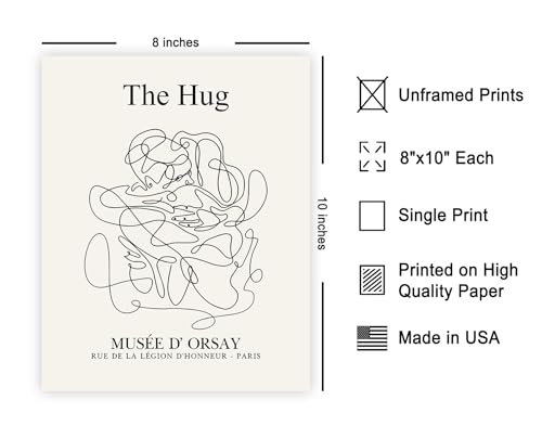 Poster Master Vintage Poster - Retro The Hug Print - Line Drawing Art - Abstract Art - Gift for Men & Women - Minimal Wall Decor for Living Room, Bedroom or Office - 8x10 UNFRAMED Wall Art - color: Style-04, size: 8"L x 10"W
