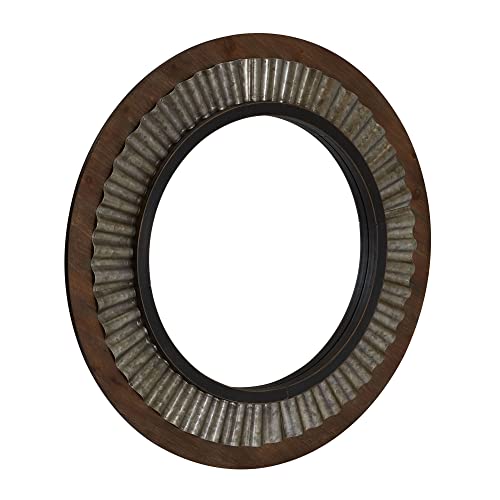 Household Essentials Sunburst Solid Wood & Metal Mirror, Brown - style: Wood and Metal