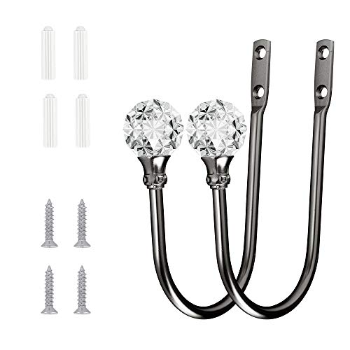 Curtain Holdback, 4Pcs Wall Mounted Drapery Tiebacks, Matt Black - color: 4 Pcs, Black