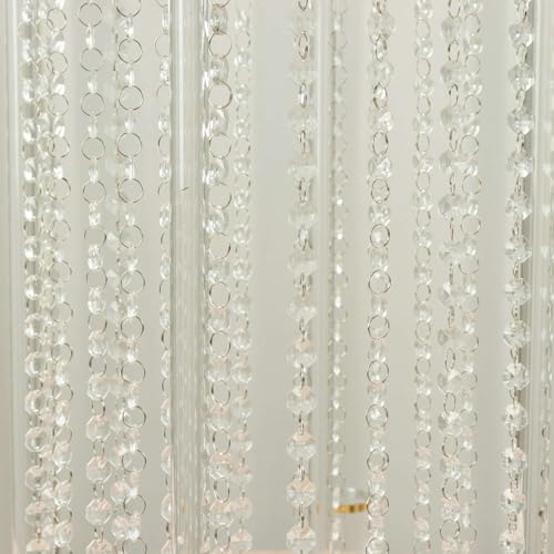 Efavormart 24" Heavy Duty Acrylic Flower Pedestal Vase with Hanging Crystal Beads, Clear Pillar Stand Wedding Table Centerpieces with Pre-Chained Garlands - 5mm Thick Plates - size: 24‘’