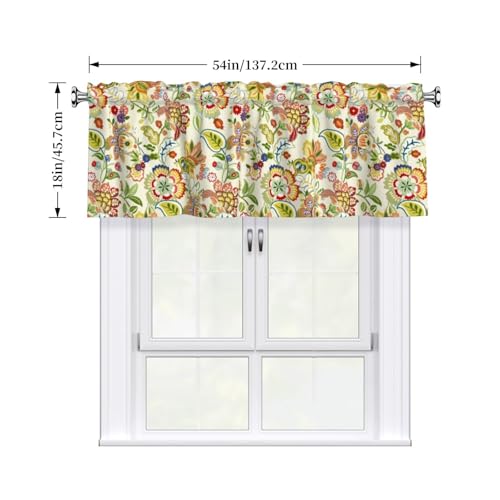 Retro Paisley Curtain Valance Short Rod Pocket Window Treatment for Living Room Bedroom Kitchen Bathroom 1 Panel 54" W x 18" L - color: Retro Paisley