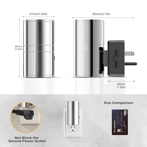 L LOHAS LED Night Light, Dimmable Night Lights Plug into Wall, Light Sensor - color: Smooth Silver Glossy Plating