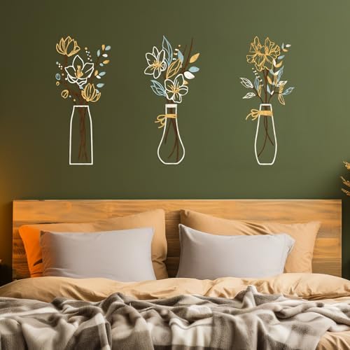 Zzbakress 3 Pieces Metal Flowers Wall Art for Bathroom (Beige Gold) - color: Beige Gold
