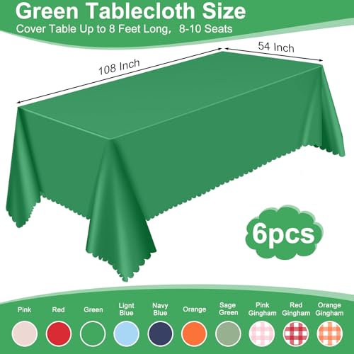 NatNarr 6 Pcs Green Tablecloths Plastic, Scalloped Rectangle Table Cloth - color: Green, size: 6 Pack