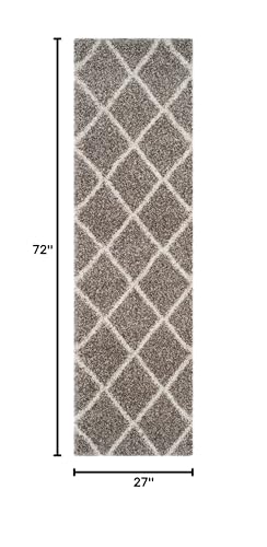 SAFAVIEH Hudson Shag Runner Rug 2'3"x6', Soft Plush Grey & Ivory SGH281B - color: Grey/Ivory, size: 2'3" x 6' (Runner)