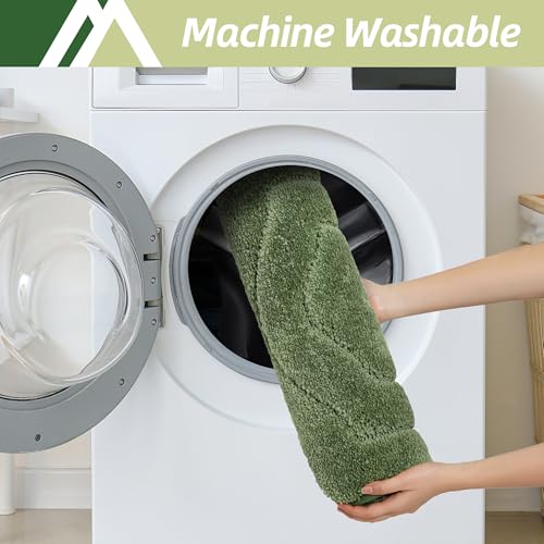 COSY HOMEER Plush Non-Slip Bath Mat, Green, 24" x 60" - color: Green, size: 24" x 60" (Oval)