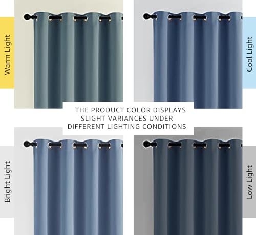 NICETOWN Stone Blue Blackout Curtains 84 Inches Long, W52xL84, 2 Panels - color: Stone Blue, size: 52"W x 84"L (Pack of 2)