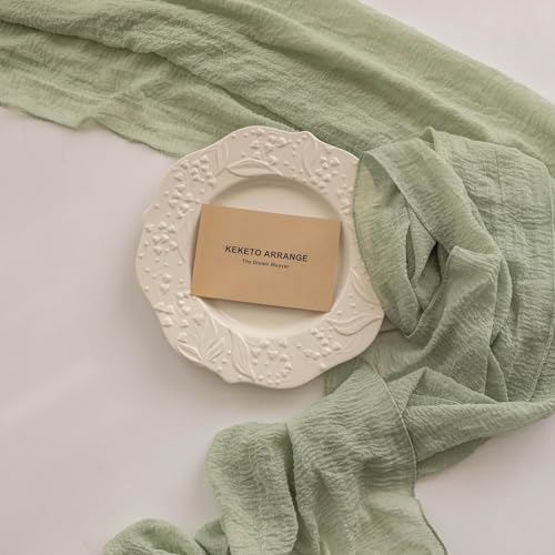 10Pcs Sage Green Cheesecloth Table Runner 120 Inches for Party Home Decor - color: Sage Green, size: 35"x120"(Pack of 10)