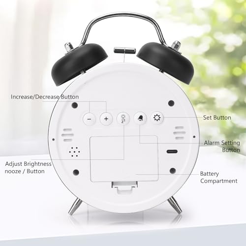 Digital Small Alarm Clock, 4.5 Inch Double Bell Electronic LED Alarm Clock - color: Black