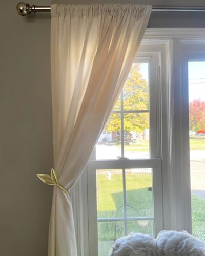 Gold Curtain Holdbacks 2 Pack, Metal Olive Leaf Curtain Tiebacks Wall Mounted, Curtain Holders for Wall, Curtain Pull Back Hooks, Decorative Curtain Side Hooks for Drapes and Curtains - color: Gold