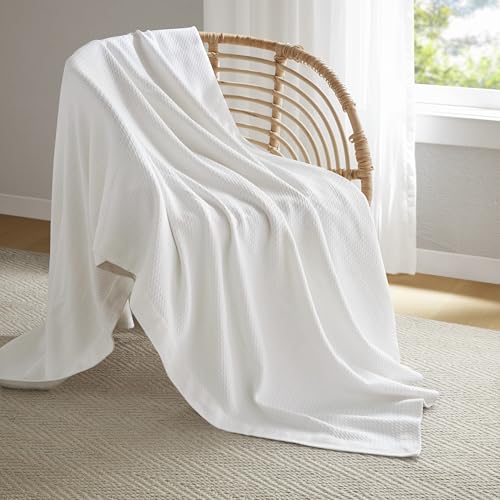 Madison Park 100% Egyptian Cotton Twin Size Bed Blanket for Summer White - color: White, size: Twin