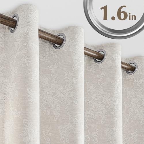 FMFUNCTEX Beige Floral Jacquard Blackout Curtains, 52X90 Inches, 2 Panels - color: Beige, size: 52"W x 90"L (Pack of 2)