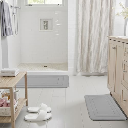 Cupic Cupid Memory Foam Bath Mat 24"×36", Non Slip Bathroom Rugs, Gray - color: Grey, size: 2' x 3' (24" x 36")