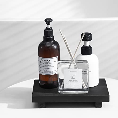 Wood Bathroom Tray Farmhouse Decor Kitchen Soap Holder, 9"x6" Black - color: Black, size: 9" x 5.9" x 1.6"