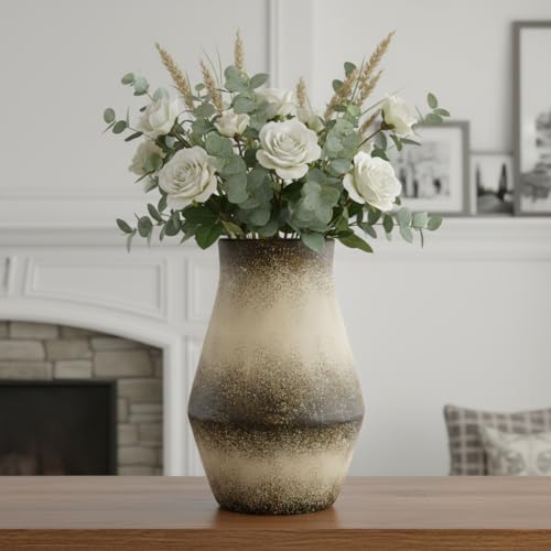 Rustic Ceramic Vase, 11 Inch Tall - color: Dark Brown, size: 11 inch