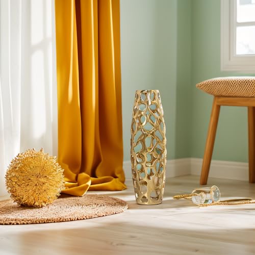 Large Modern Ceramic Floor Vase 24‘’ H Gold