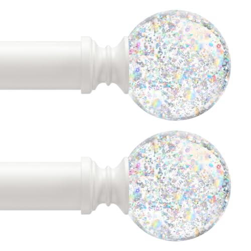 TVWOO White Rainbow Curtain Rod Adjust HeavyDuty Crystal Ball,18-45",2Pack - color: White, size: 18-45" ( 2pack )