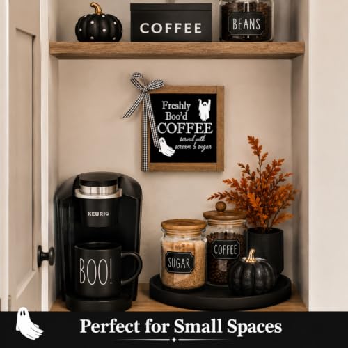 Freshly Bood Coffee Sign Halloween Coffee Bar Table Home Decor - color: black-coffee