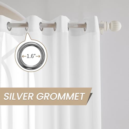 Extra Long Semi Sheer Curtains 192 Inches, Grommet 2 Story Drapes Light Filtering Tall Windows Drapes for High Ceiling 1 Panel 52x192 White - color: White, size: 52"W x 192"L (Pack of 1)