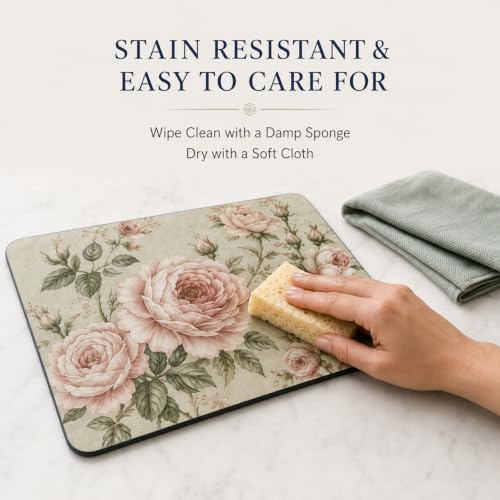 Pimpernel Antique Roses Cork-Backed Placemats - Beige, Set of 4 - size: 15.7" x 11.7" Rectangular, style: Antique Roses