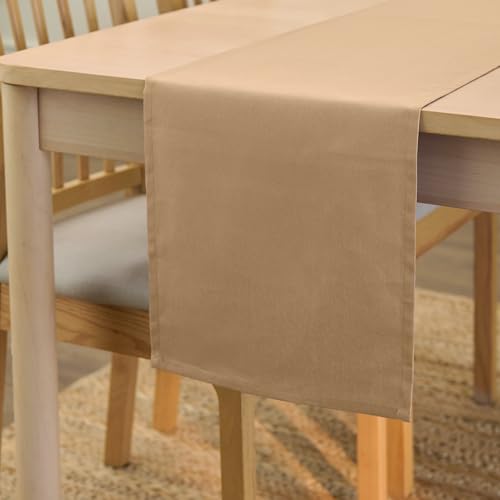 Encasa XO Table Runner, Cotton Canvas Dining Runner 13"x72" - color: Light Beige, size: 13x72 in