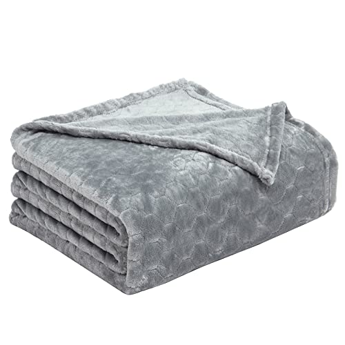 TOONOW Fleece Blanket Super Soft Cozy Throw Blanket 50" x 60", Lightweight Fuzzy Comfy Textured Flannel Blanket Warm Plush Throw Blankets for Couch, Sofa, Bed, Light Grey - color: Light Grey