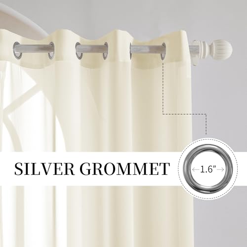 Extra Long Semi Sheer Curtains 17Ft, Grommet 2 Story Drapes Light Filtering Tall Windows Drapes for High Living Room 1 Panel 52x204 Ivory - color: Ivory, size: 52"W x 204"L (Pack of 1)