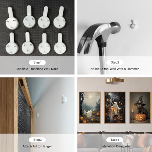 DRACIT Spooky Halloween Ghost Pumpkin Framed Canvas Wall Art Set-24"x36"x3 - color: Spooky Halloween Ghost Lighted Pumpkin Wall Art, size: 24"L x 36"W